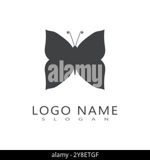 Beauty Flying Butterfly Logo mit schlichtem minimalistischem Line Art Monoline-Stil Stock Vektor