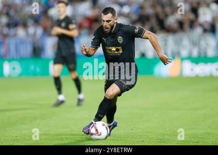 Luis Rioja aus Valencia während des spanischen Meisterschaftsspiels La Liga zwischen CD Leganes und Valencia CF am 4. Oktober 2024 im Butarque-Stadion in Leganes, Madrid, Spanien Stockfoto