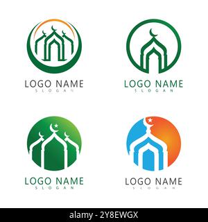 Ramadhan kareem Plakatbanner islamische Tapete Mousque Logo Icon flache Design Vektor Stock Vektor