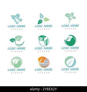 Mint Blätter flach Vektor Farbe Symbol Vorlage Illustration Design Stock Vektor