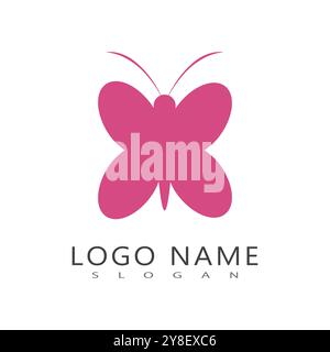 Beauty Flying Butterfly Logo mit schlichtem minimalistischem Line Art Monoline-Stil Stock Vektor