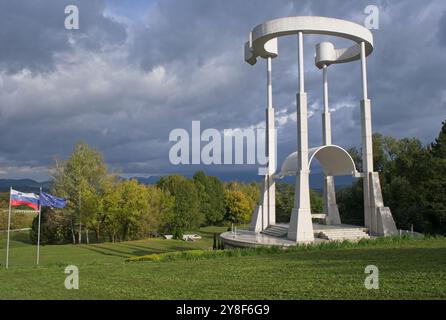 Teharje, Slowenien - 19. September 2024: Hier wurden 1943 Kasernen der Wehrmacht errichtet. Am Ende des Krieges wurde es auch als Gefängnis genutzt Stockfoto