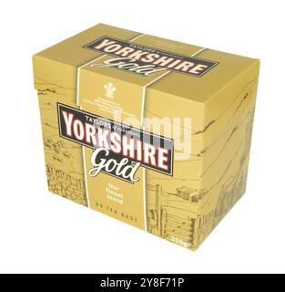 Taylors of Harrogate Yorkshire Goldteebeutel in einer 250-g-Box mit 80 Teebeuteln Stockfoto