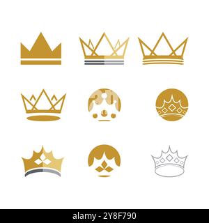 Royal King Queen Crown Elegantes, luxuriöses Logo-Design Stock Vektor