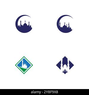 Legen Sie die Art des Vektorsymbols für die Logo-Vorlage für die Moschee fest Stock Vektor