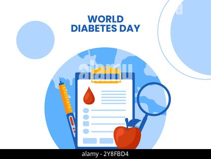 Social Media Diabetes Day Flat Cartoon Vorlage Hintergrund Illustration Stock Vektor