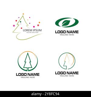 Pinienbaum Illustration Vektor flache Design-Vorlage Stock Vektor