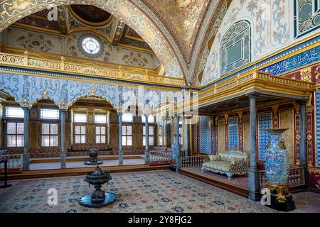 Turkiye. Istanbul. Topkapi Palast. Innenausstattung der Apartments des Sultans Stockfoto