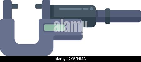 Digitales Mikrometer mit präzisem Messwerkzeug für Industriedesign, isoliert auf weißem Hintergrund Stock Vektor