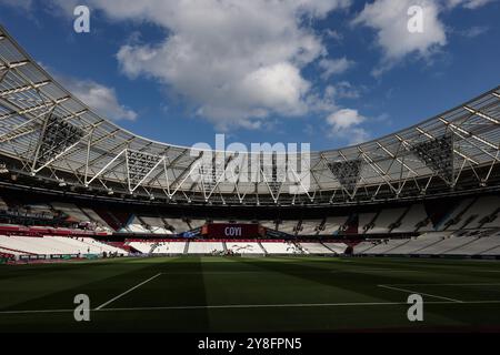 London Stadium, London, Großbritannien. Oktober 2024. Premier League Football, West Ham United gegen Ipswich Town; Pitch ist im London Stadium bereit Credit: Action Plus Sports/Alamy Live News Stockfoto