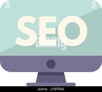 Desktop-Computer mit seo-Konzept zeigt, wie wichtig die Suchmaschinenoptimierung für die Online-Sichtbarkeit ist Stock Vektor