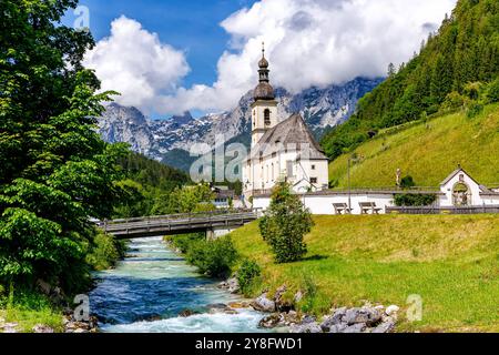 Kirche St. Sebastian in den Bayerischen Alpen in Bayern Ramsau bei Berchtesgaden Stockfoto