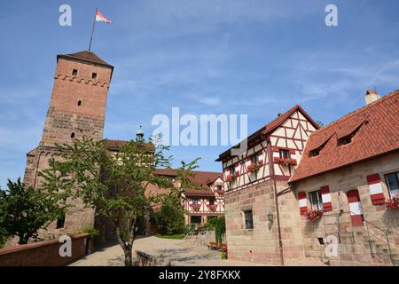 Nürnberg, Bayern, Deutschland – 08.23.2024: Blick auf die KAISERBURG von Westen, in der Stadt Nürnberg (Nürnberg) Stockfoto