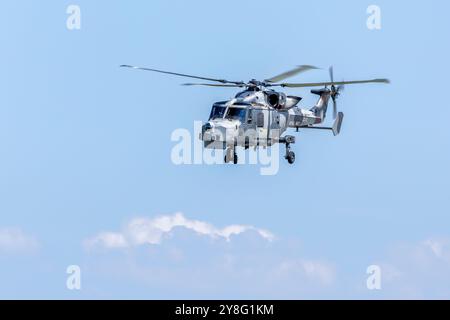 Royal Navy Fleet Air Arm - AgustaWestland AW159 Wildcat, Auftritt beim Royal International Air Tattoo 2024. Stockfoto