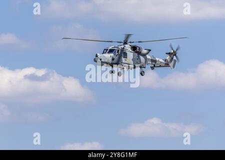 Royal Navy Fleet Air Arm - AgustaWestland AW159 Wildcat, Auftritt beim Royal International Air Tattoo 2024. Stockfoto