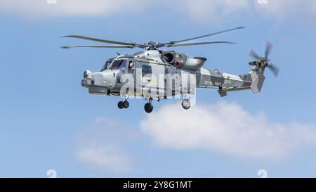 Royal Navy Fleet Air Arm - AgustaWestland AW159 Wildcat, Auftritt beim Royal International Air Tattoo 2024. Stockfoto