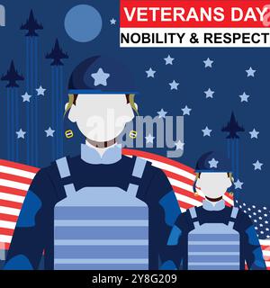 Veterans Day Grußkarte mit Sternen auf weißem Hintergrund. Ehrt alle, die gedient haben. Vektorgrafik. Stock Vektor