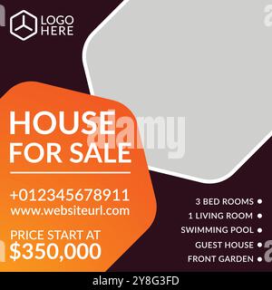 Ein modernes Social-Media-Post-Template-Vektor-Design für Immobilien Stock Vektor