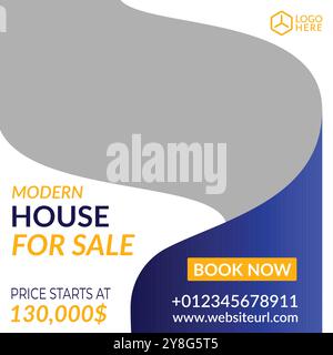 Ein modernes Social-Media-Post-Template-Vektor-Design für Immobilien Stock Vektor