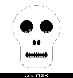 Einfache Halloween-Skull-Illustration als Ausmalseite für Kinder und Erwachsene, perfekt für gruselige Projekte oder Aktivitäten. Stock Vektor