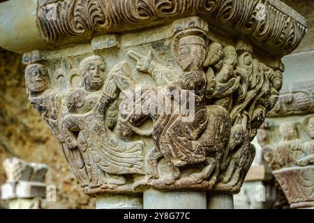 Triumphaler Eintritt Jesu in Jerusalem, Kloster San Juan de la Peña (12.-13. Jahrhundert). Serrablo. Huesca. Spanien. Stockfoto