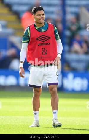 Leicester, Großbritannien. Oktober 2024. Evanilson of Bournemouth während des Vorspiels vor dem Premier League-Spiel Leicester City gegen Bournemouth im King Power Stadium, Leicester, Vereinigtes Königreich, 5. Oktober 2024 (Foto: Craig Thomas/News Images) in, am 5. Oktober 2024. (Foto: Craig Thomas/News Images/SIPA USA) Credit: SIPA USA/Alamy Live News Stockfoto