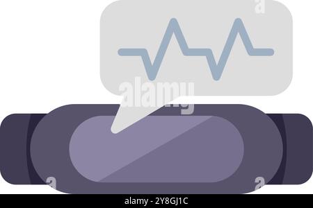 Smart Watch mit Symbol für Herzfrequenz in Sprechblase, mobile Anwendung zur Herzfrequenzsteuerung Stock Vektor
