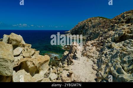 Der Weg der Naturschutzoase Carloforte, San Pietro Island, Sardinien, Italien Stockfoto