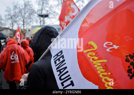 Demonstration der Arbeiter von CGT-Metallurgen im MEDEF-Hauptquartier in Lyon, Frankreich Stockfoto