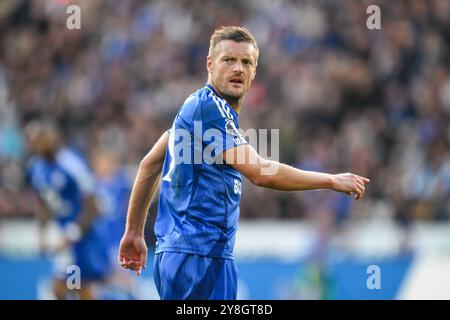 Leicester, Großbritannien. Oktober 2024. Jamie Vardy aus Leicester City während des Premier League-Spiels Leicester City gegen Bournemouth im King Power Stadium, Leicester, Vereinigtes Königreich, 5. Oktober 2024 (Foto: Craig Thomas/News Images) in, 10.05.2024. (Foto: Craig Thomas/News Images/SIPA USA) Credit: SIPA USA/Alamy Live News Stockfoto