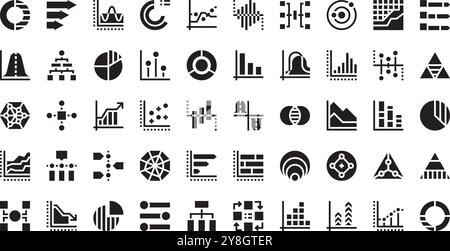 Diagramme und Diagramme Symbole hochwertige Sammlung von Vektorsymbolen mit editierbarer Kontur. Ideal für professionelle und kreative Projekte. Stock Vektor