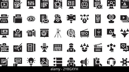 Symbole für Content Creator hochwertige Vektorsymbole mit bearbeitbarer Kontur. Ideal für professionelle und kreative Projekte. Stock Vektor