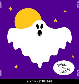 Geister heilige Vektor-Illustration auf lila Hintergrund auf Nachthimmel schreienden Trick oder Treat Stock Vektor
