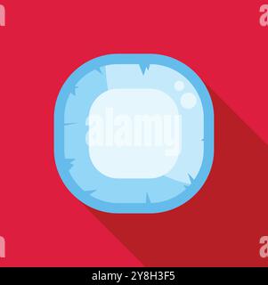 Blauer Cartoon-Eisknopf mit Rissen für Spiele-Design-Projekte, die Apps zum Thema Winter, Arktis oder weihnachten erstellen Stock Vektor