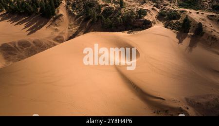 Luftaufnahme der Coral Pink Sand Dunes im Süden Utahs Stockfoto