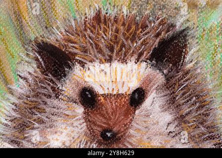 Porträt eines Igels. Handgezeichnetes Kind Stockfoto