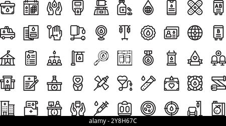 World Blood Spender Day Icons hochwertige Vector Icons Collection mit editierbarem Strich. Ideal für professionelle und kreative Projekte. Stock Vektor