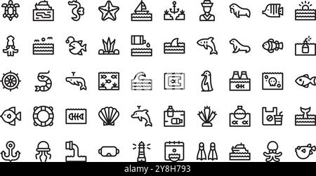 World Oceans Day Icons hochwertige Vektor-Icons-Kollektion mit editierbarer Kontur. Ideal für professionelle und kreative Projekte. Stock Vektor