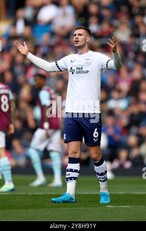 Liam Lindsay von Preston North End während des Sky Bet Championship Matches in Turf Moor, Burnley. Bilddatum: Samstag, 5. Oktober 2024. Stockfoto