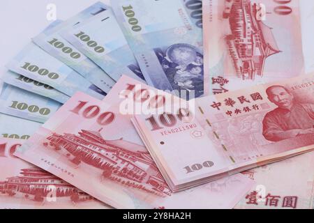 Taiwan-Dollar-Banknoten Hintergrund Stockfoto
