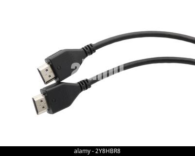 HDMI-Kabelanschluss isoliert auf weißem Hintergrund Stockfoto