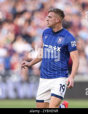London, Großbritannien. Oktober 2024. Liam Delap (IT) beim Spiel West Ham United gegen Ipswich Town EPL im London Stadium, London, UK am 5. Oktober 2024. Quelle: Paul Marriott/Alamy Live News Stockfoto