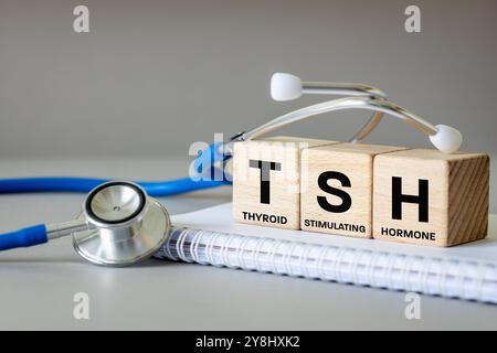 TSH Schilddrüsenstimulierendes Hormon Symbol. Koncepcja medyczna. Die Ochrona-Tarczyz. Nadczynność i niedoczynność, Ochrona zdrowia. Stockfoto