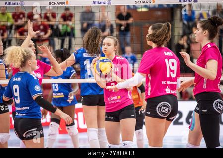 Stuttgart, Deutschland. Oktober 2024. Adirana Welna (VC Wiesbaden, #07)/DE, Allianz MTV Stuttgart vs. VC Wiesbaden Volleyball Bundesliga, VBL, Spielzeit 2024/2025, 05.10.2024 Foto: Eibner/Sandy Dinkelacker Credit: dpa/Alamy Live News Stockfoto