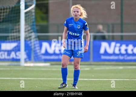 Genk, Belgien. Oktober 2024. Charlotte Tison (20) von Genk, dargestellt während eines Frauenfußballspiels zwischen KRC Genk Ladies und SV Zulte Waregem Dames am 6. Spieltag der Saison 2024 - 2025 der belgischen Lotto Womens Super League, am Samstag, 5. Oktober 2024 in Genk, BELGIEN. Quelle: Sportpix/Alamy Live News Stockfoto