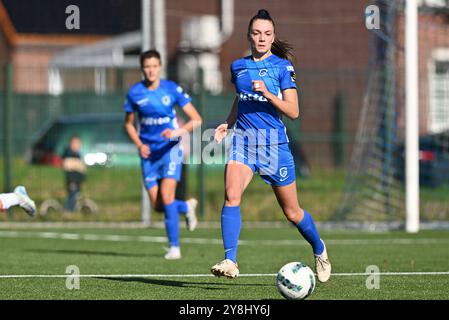 Genk, Belgien. Oktober 2024. Romy Camps (3) von Genk, dargestellt während eines Frauenfußballspiels zwischen KRC Genk Ladies und SV Zulte Waregem Dames am 6. Spieltag der Saison 2024 - 2025 der belgischen Lotto Womens Super League, am Samstag, 5. Oktober 2024 in Genk, BELGIEN. Quelle: Sportpix/Alamy Live News Stockfoto