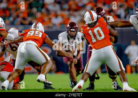 27. SEPTEMBER 2024: Miami Hurricanes und Virginia Tech im Hard Rock Stadium, Miami Gardens, Florida, Foto: Chris Arjoon/American Presswire Stockfoto