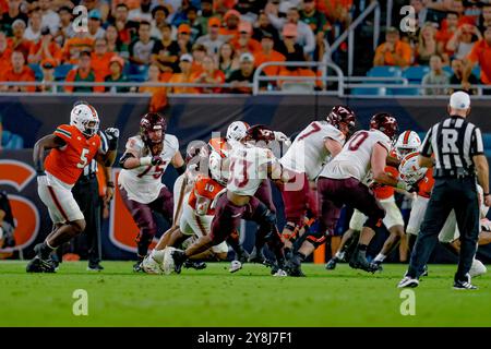 27. SEPTEMBER 2024: Miami Hurricanes und Virginia Tech im Hard Rock Stadium, Miami Gardens, Florida, Foto: Chris Arjoon/American Presswire Stockfoto