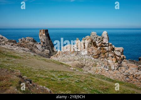 Mer d'Iroise au Large de l'île d'Ouessant (Keltisches Meer von der Insel Ushant aus gesehen) Stockfoto