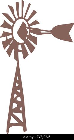Vektor Windmühle Cartoon Silhouette Icon Illustration isoliert Stock Vektor